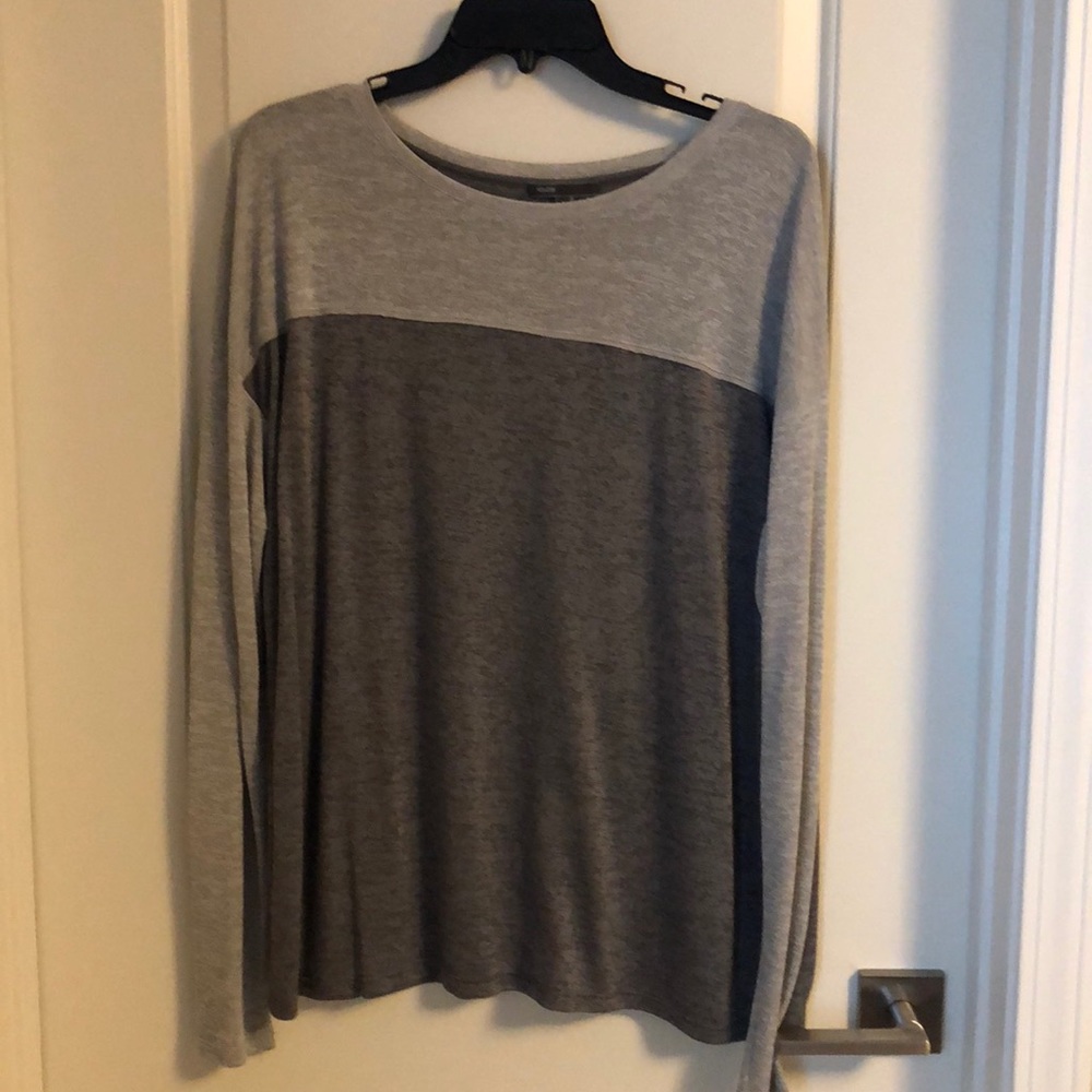 Vince long sleeve light & dark gray cotton shirt